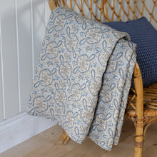 Load image into Gallery viewer, Blue and Beige Paisley Cotton Quilt