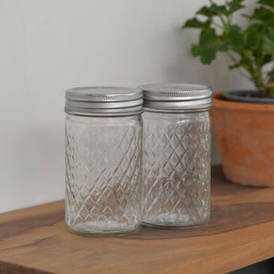 Small Glass Patterned Storage Jar