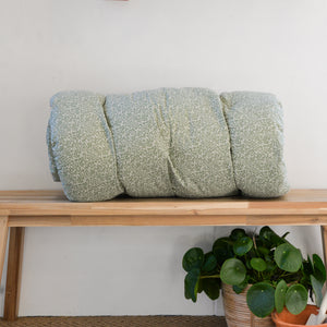 Bench Cushion/Mattress Green and White Flower Pattern