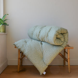 Bench Cushion/Mattress Green and White Flower Pattern