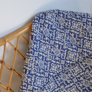 Block Patterned Blue Quilt