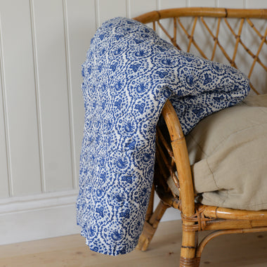 Soft Cotton Quilt / Blue and White Floral