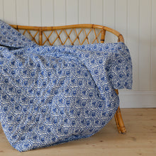 Load image into Gallery viewer, Blue and White Floral Soft Cotton Quilt