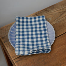 Load image into Gallery viewer, Blue and White Gingham Check Napkin