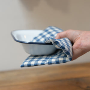 Blue and White Gingham Check Pot Holder