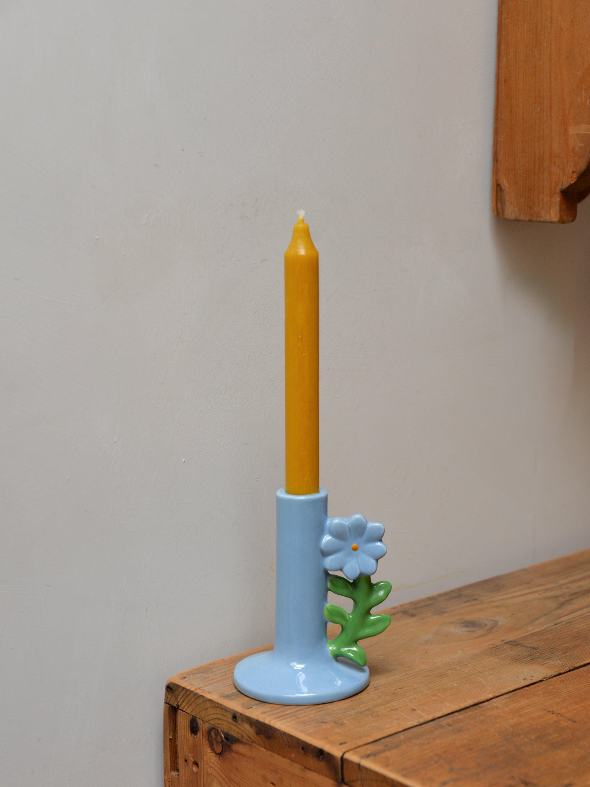 Blue Flower Ceramic Candle Holder