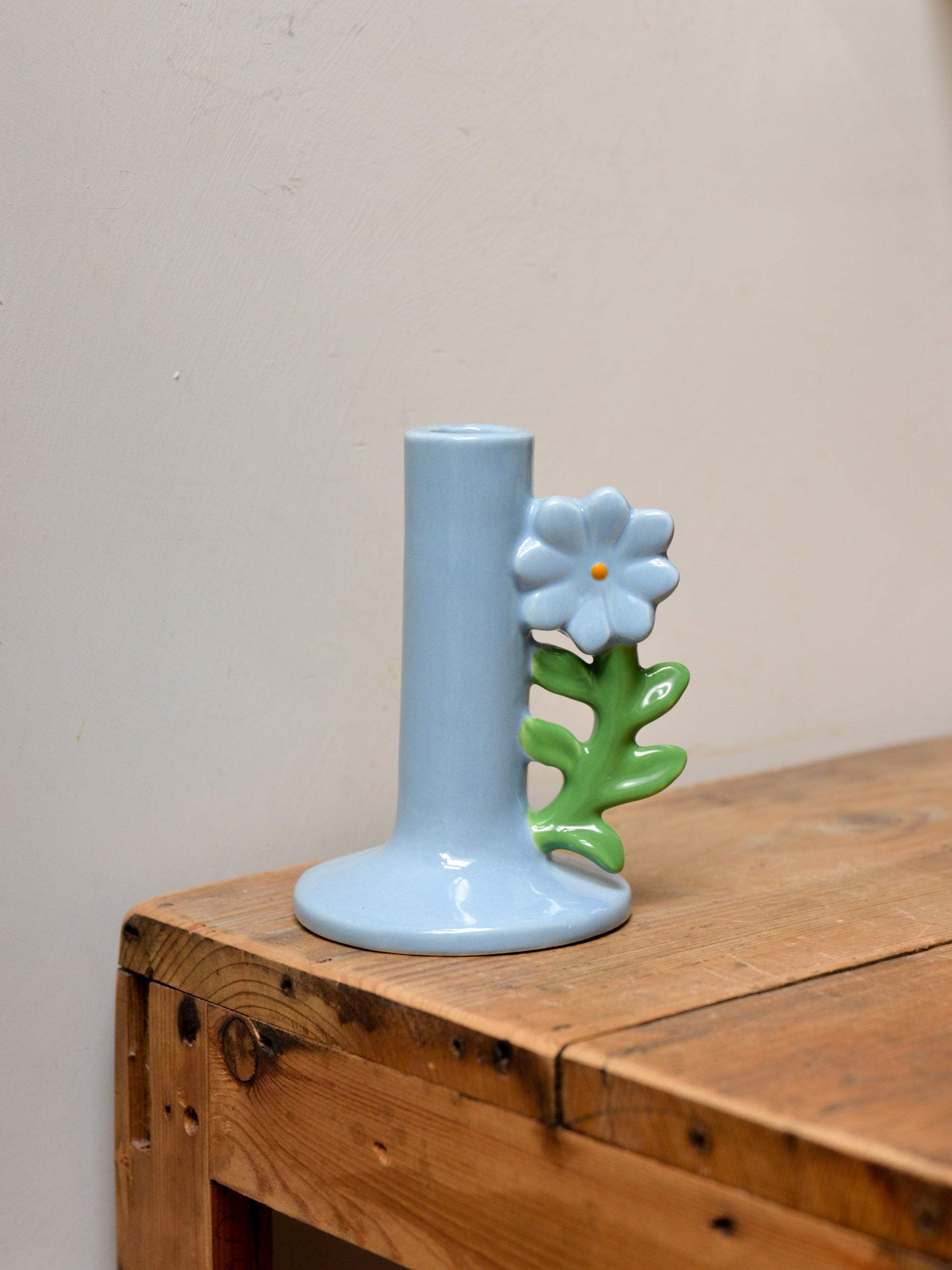 Blue Flower Ceramic Candle Holder