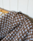 Brown and Blue Floral Quilt