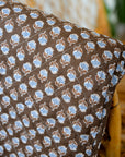 Brown and Blue Floral Quilt