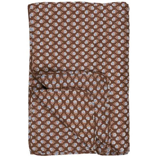 Brown and Blue Floral Quilt
