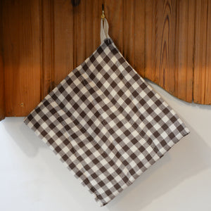 Brown and White Gingham Check Pot Holder