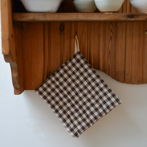 Brown and White Gingham Check Pot Holder