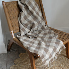 Load image into Gallery viewer, Brown and Beige Check Cotton Throw