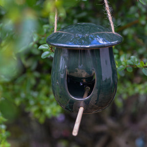 Ceramic Bird Feeder / Green