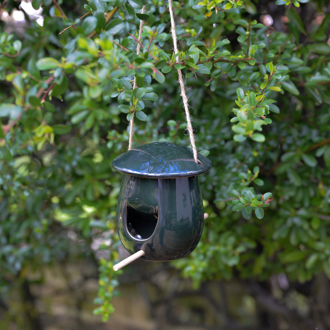 Ceramic Bird Feeder / Green