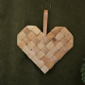 Chip Wood Heart Woven Hanging Ornament