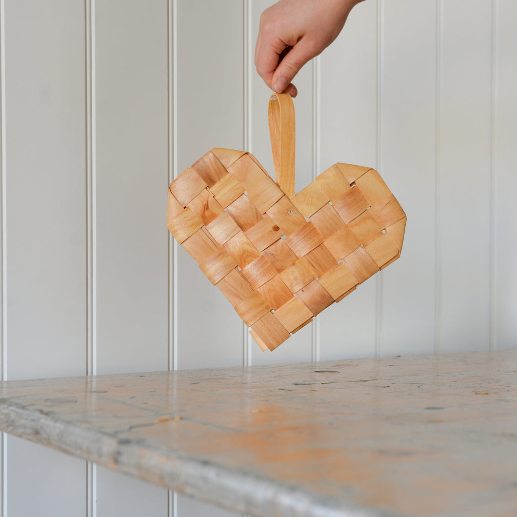 Chip Wood Heart Woven Hanging Ornament