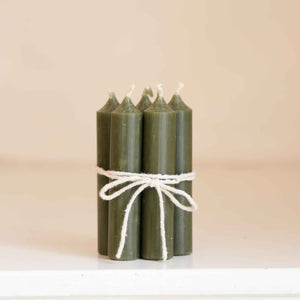 Set of Five Dinner Candles / Forest Green