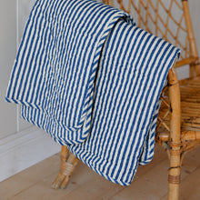 Load image into Gallery viewer, Cream and Blue Striped Quilt