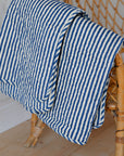 Cream and Blue Striped Quilt