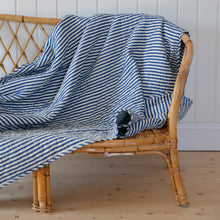 Load image into Gallery viewer, Cream and Blue Striped Quilt