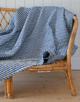 Cream and Blue Striped Quilt
