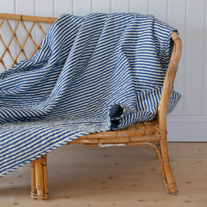 Cream and Blue Striped Quilt