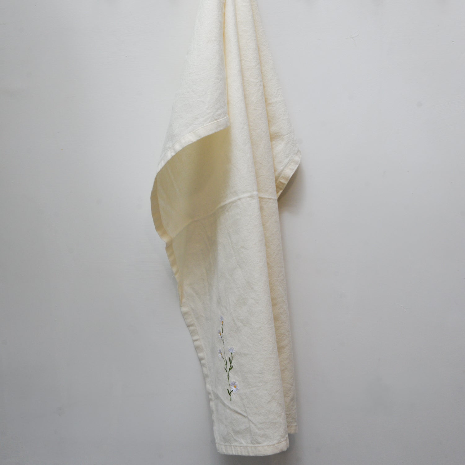 Daisy Embroidered Tea Towel