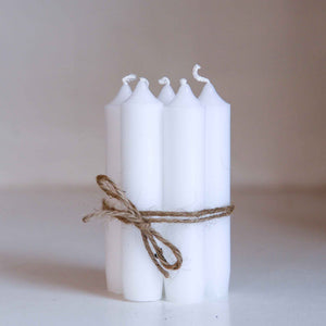 Set of Five Dinner Candles / White