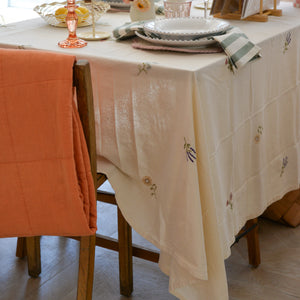 Embroidered Floral Table Cloth