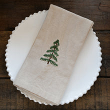 Load image into Gallery viewer, Embroidered Linen Napkins Trees