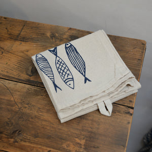 Fish Embroidered Tea Towel