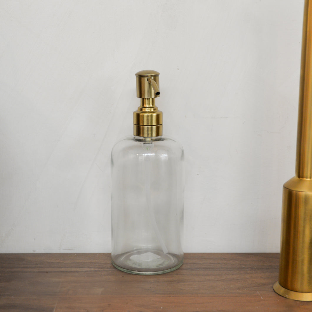 Glass Soap Dispenser with Brass Pump