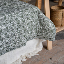 Load image into Gallery viewer, Green and White Floral Soft Cotton Quilt