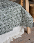 Soft Cotton Quilt / Green and White Floral Quilt