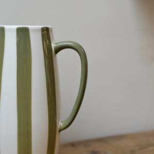 Green Striped Vase With Handle