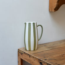 Load image into Gallery viewer, Green Striped Vase With Handle