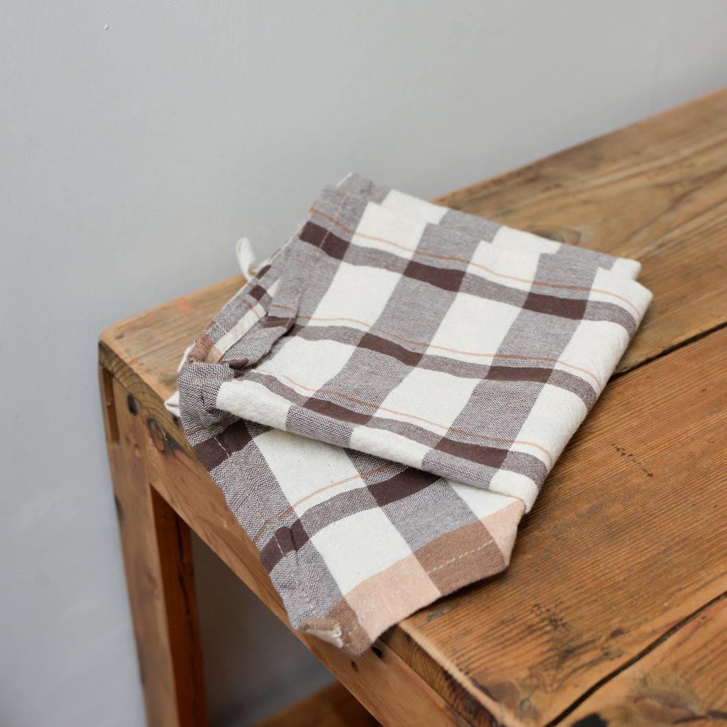 Malthe Brown Stripe Cotton Tea Towel