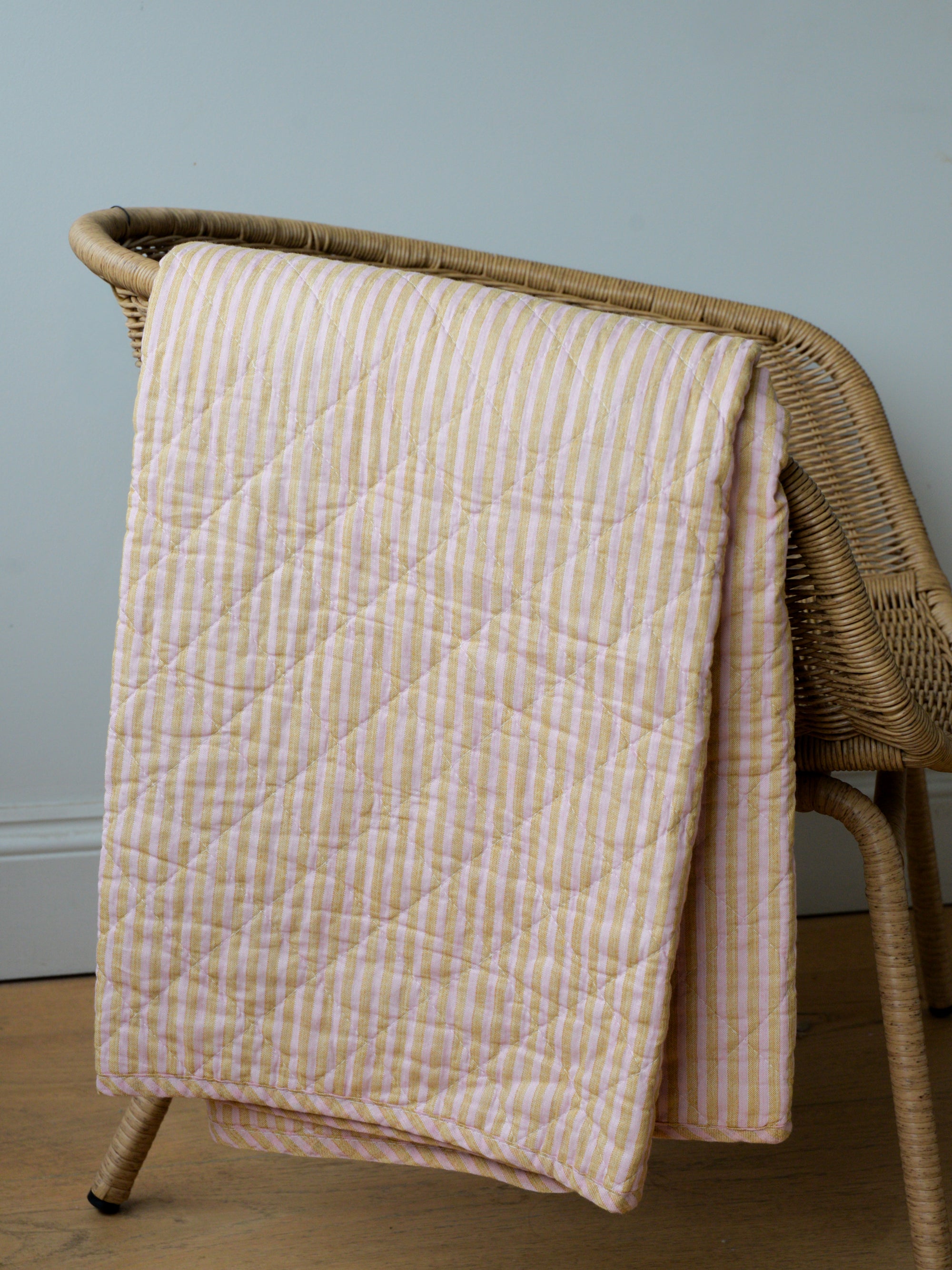 Mustard and Pink Stripe Quilt