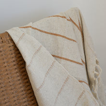 Load image into Gallery viewer, Natural Cotton Throw With Brown Stripes