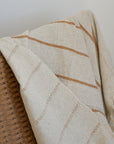 Natural Cotton Throw With Brown Stripes