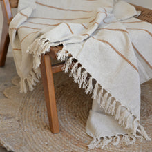 Load image into Gallery viewer, Natural Cotton Throw With Brown Stripes