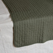 Load image into Gallery viewer, Olive Green Quilt With Cross Stitches