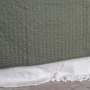 Olive Green Quilt With Cross Stitches