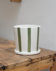 Palermo Green Striped Planter with Saucer / Sizes