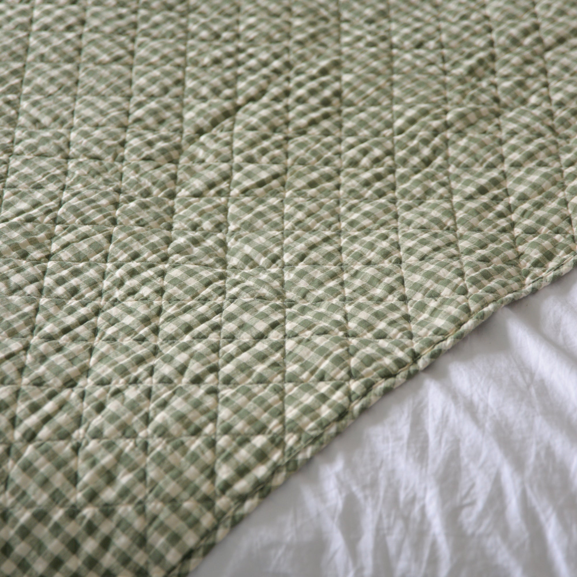 Quilt Green Gingham 130 x 180