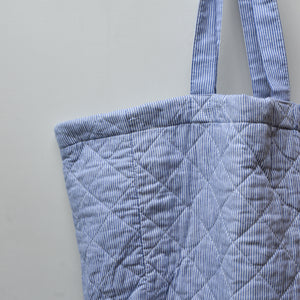 Quilted Over-Sized Bag / Blue Stripes