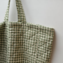 Load image into Gallery viewer, Quilted Over-Sized Bag / Green Gingham