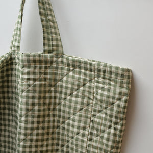 Quilted Over-Sized Bag / Green Gingham