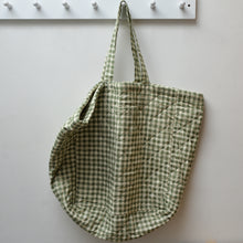 Load image into Gallery viewer, Quilted Over-Sized Bag / Green Gingham